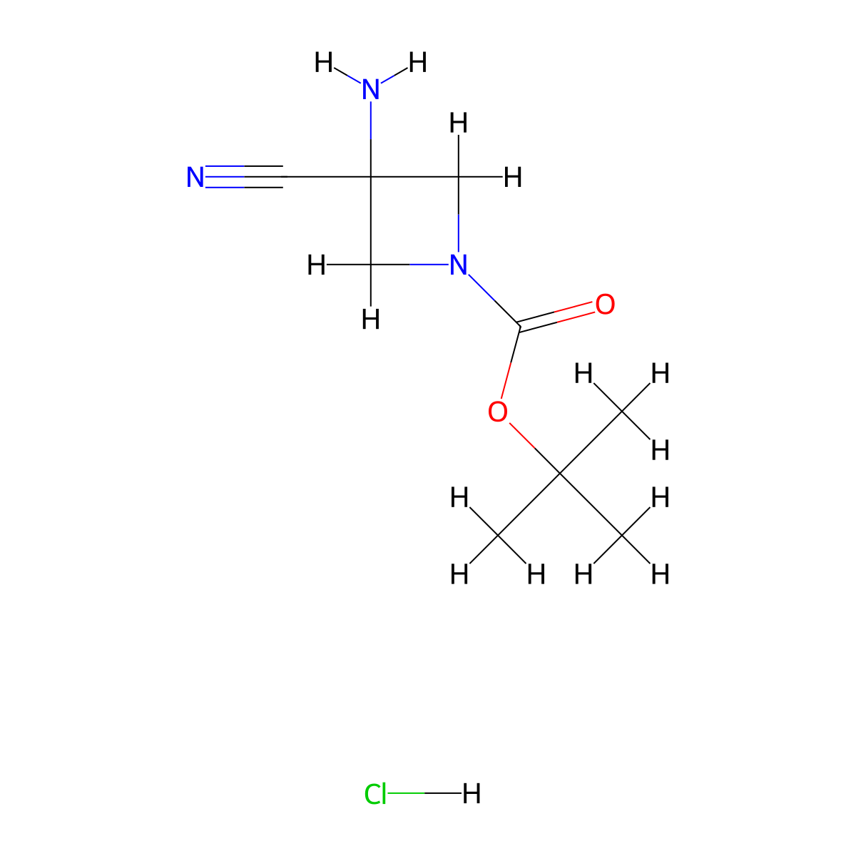 Tert-butyl 3-amino-3-cyanoazetidine-1-carboxylate hydrochloride molecular structure, CAS 3017243-61-4