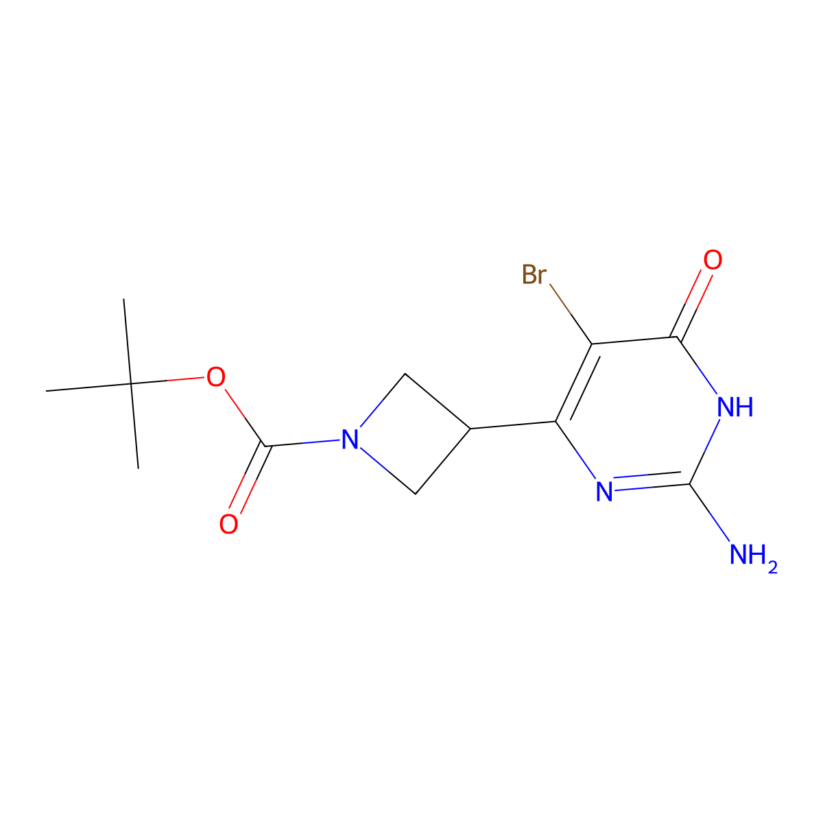 Tert-butyl 3-(2-amino-5-bromo-6-oxo-1,6-dihydropyrimidin-4-yl)azetidine-1-carboxylate molecular structure, CAS 3017243-64-7