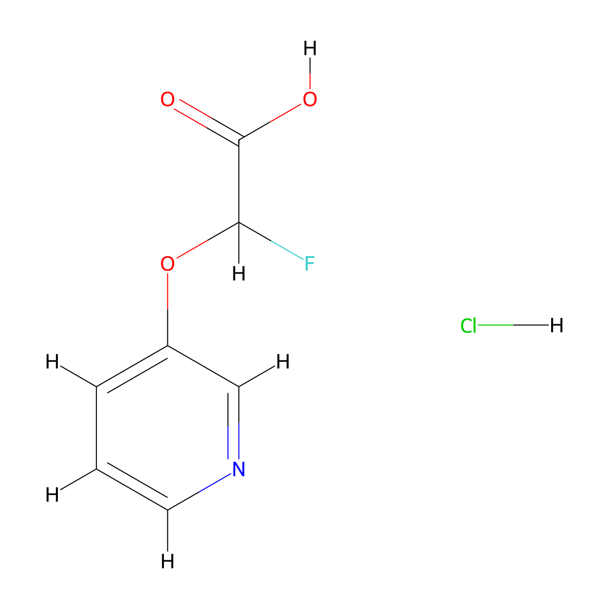 2-Fluoro-2-(pyridin-3-yloxy)acetic acid hydrochloride molecular structure, CAS 3017243-76-1