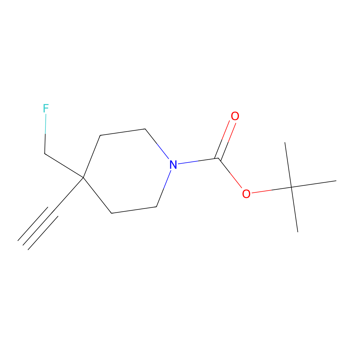Tert-butyl 4-ethynyl-4-(fluoromethyl)piperidine-1-carboxylate molecular structure, CAS 3017243-77-2