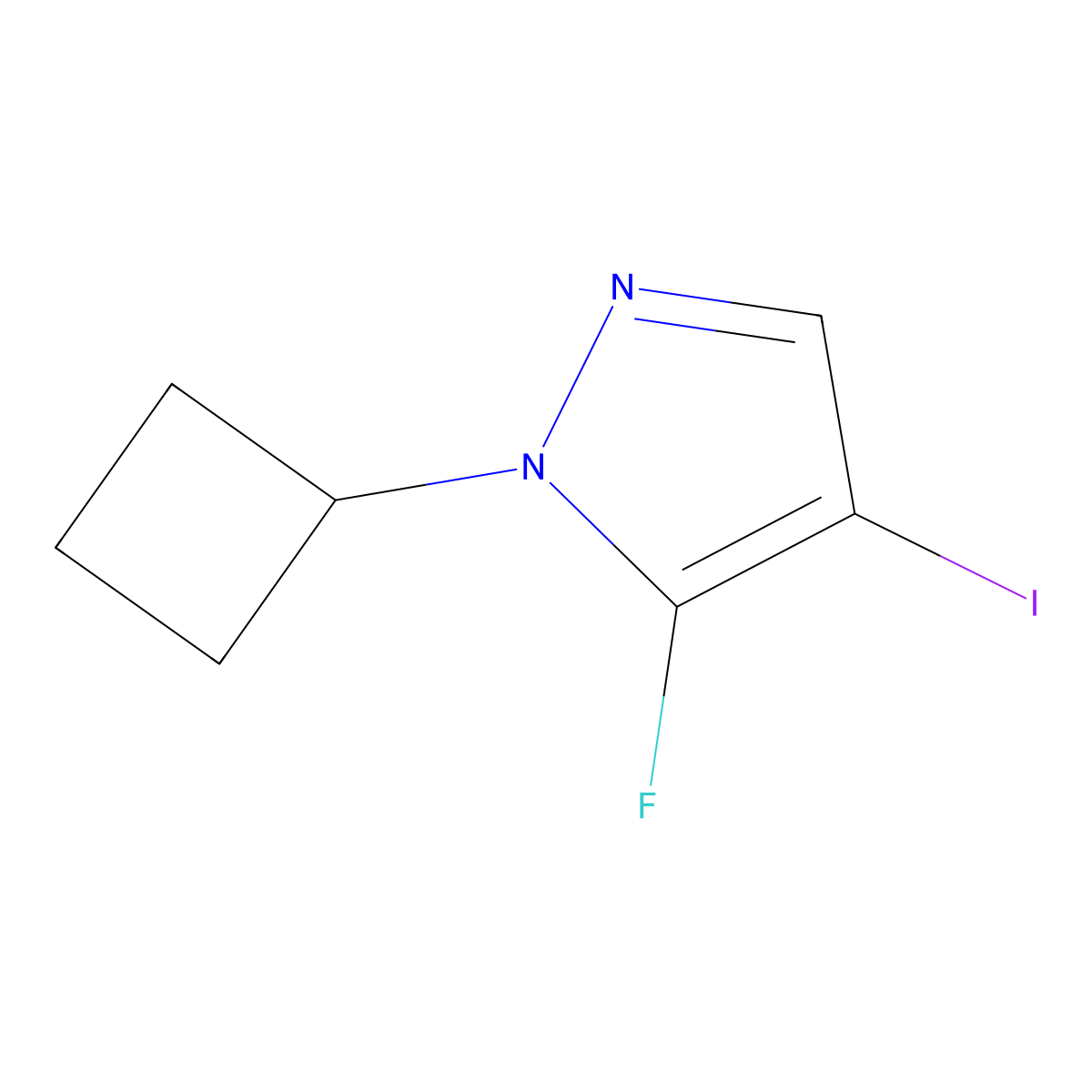 1-Cyclobutyl-5-fluoro-4-iodopyrazole molecular structure, CAS 3017243-78-3