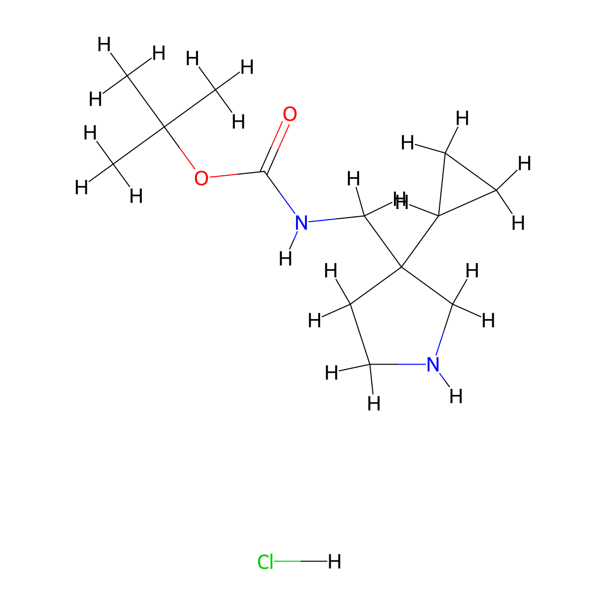 tert-butyl N-[(3-cyclopropylpyrrolidin-3-yl)methyl]carbamate;hydrochloride molecular structure, CAS 3017243-84-1
