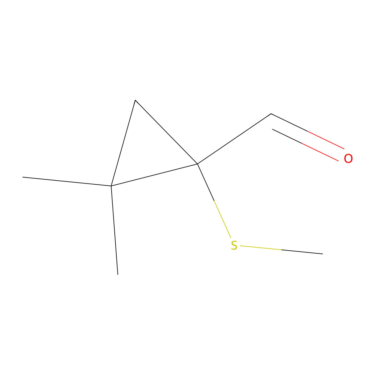 2,2-Dimethyl-1-(methylsulfanyl)cyclopropane-1-carbaldehyde molecular structure, CAS 3017248-68-6