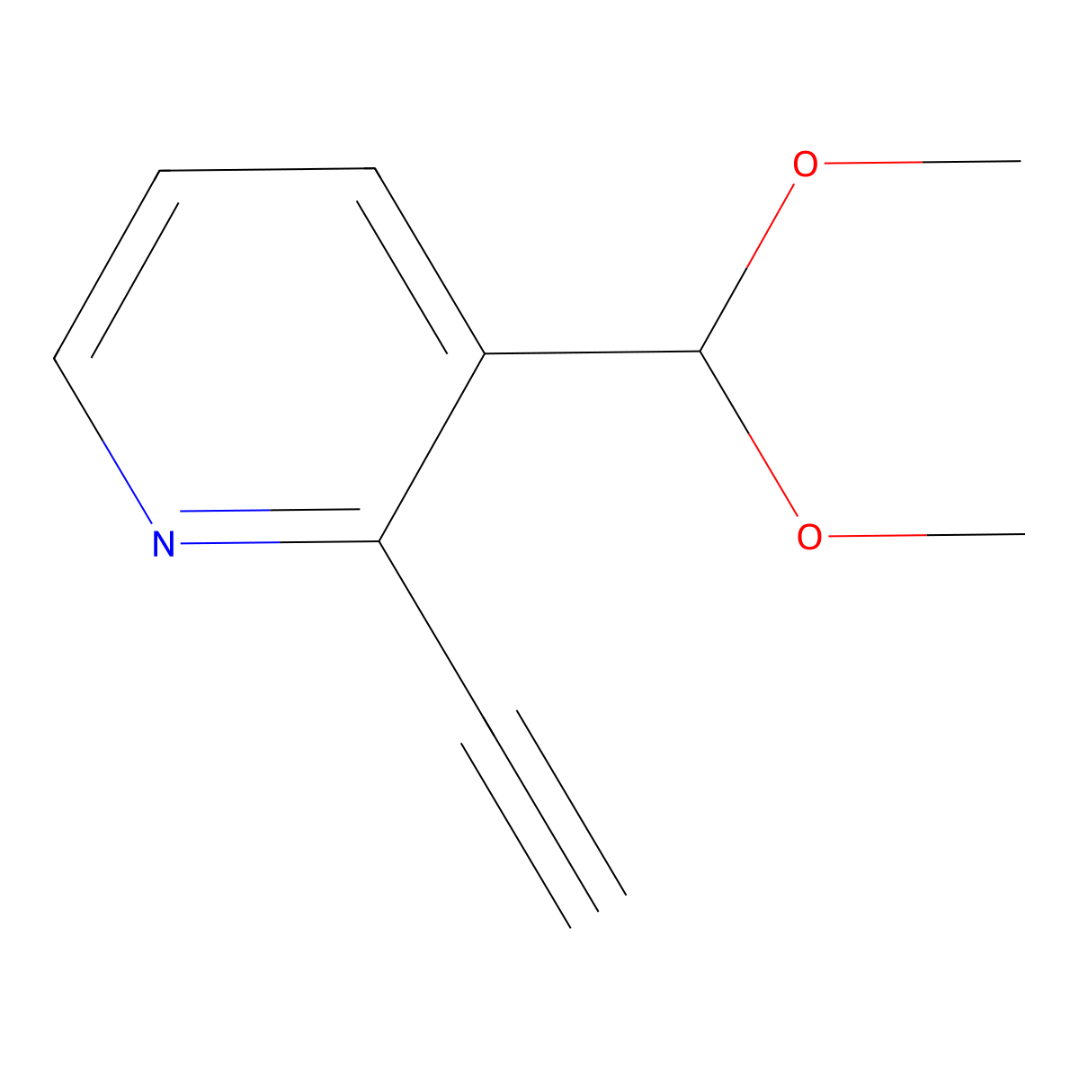 3-(Dimethoxymethyl)-2-ethynylpyridine molecular structure, CAS 3017250-43-7