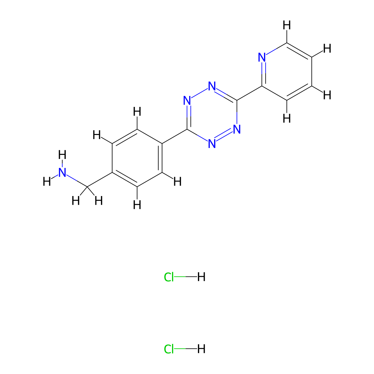 1-{4-[6-(Pyridin-2-yl)-1,2,4,5-tetrazin-3-yl]phenyl}methanamine dihydrochloride molecular structure, CAS 3017250-45-9