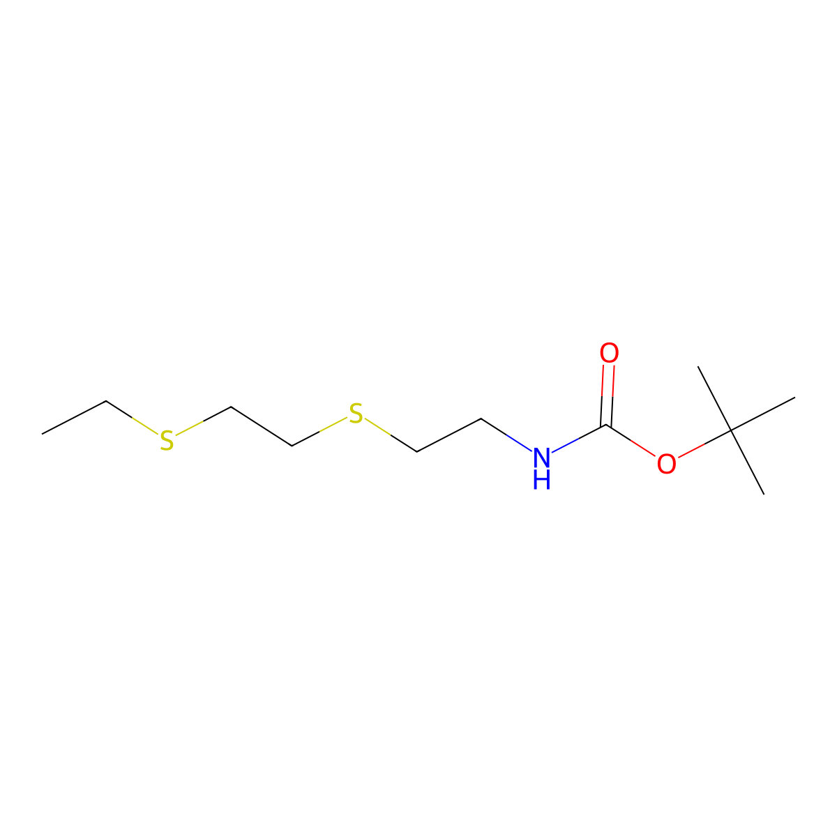 tert-butyl N-(2-{[2-(ethylsulfanyl)ethyl]sulfanyl}ethyl)carbamate molecular structure, CAS 3017250-46-0