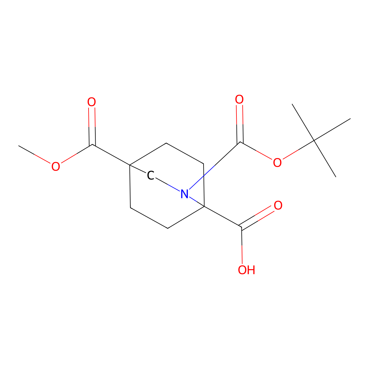 4-Methoxycarbonyl-2-[(2-methylpropan-2-yl)oxycarbonyl]-2-azabicyclo[2.2.2]octane-1-carboxylic acid molecular structure, CAS 3017250-49-3