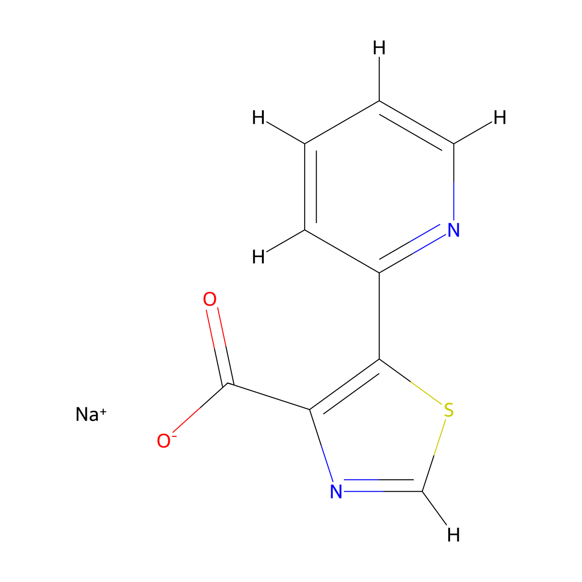 Sodium 5-(pyridin-2-yl)-1,3-thiazole-4-carboxylate molecular structure, CAS 3017250-55-1