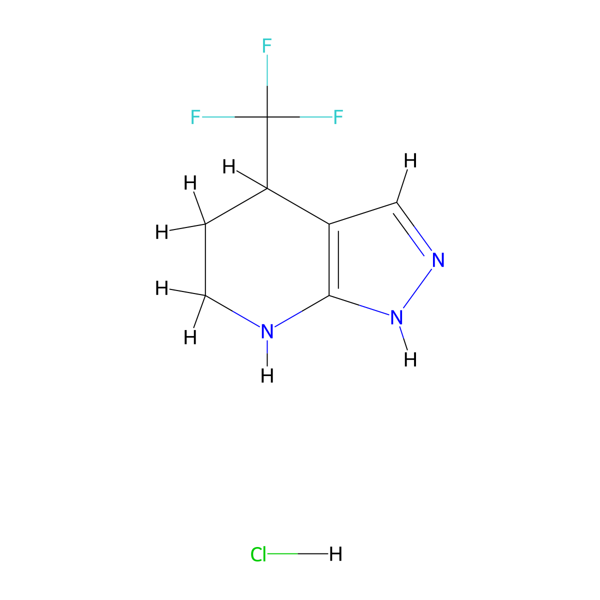 4-(trifluoromethyl)-1H,4H,5H,6H,7H-pyrazolo[3,4-b]pyridine hydrochloride molecular structure, CAS 3017250-78-8