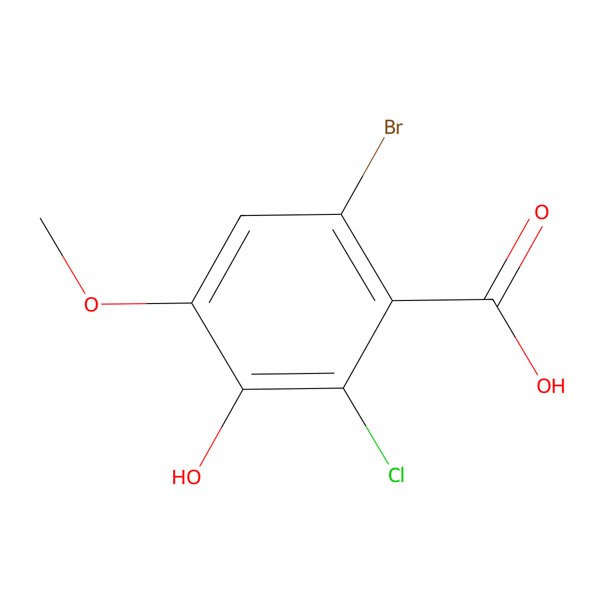 6-Bromo-2-chloro-3-hydroxy-4-methoxybenzoic acid molecular structure, CAS 3017251-04-3