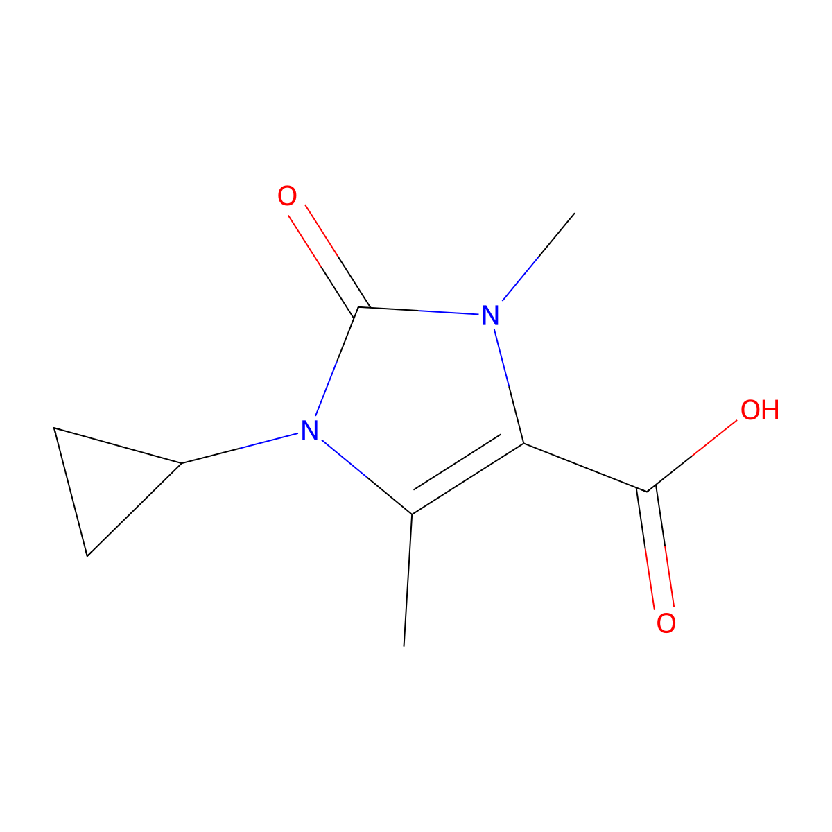1-cyclopropyl-3,5-dimethyl-2-oxo-2,3-dihydro-1H-imidazole-4-carboxylic acid molecular structure, CAS 3017251-07-6