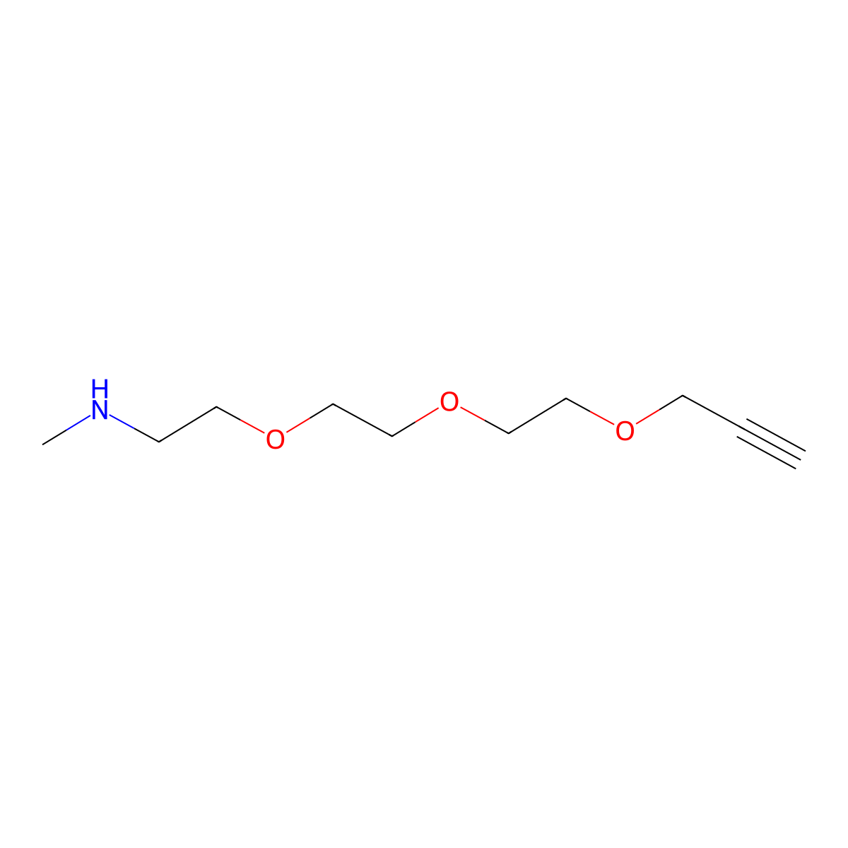 N-Methyl-2-(2-(2-(prop-2-yn-1-yloxy)ethoxy)ethoxy)ethan-1-amine molecular structure, CAS 3017251-09-8