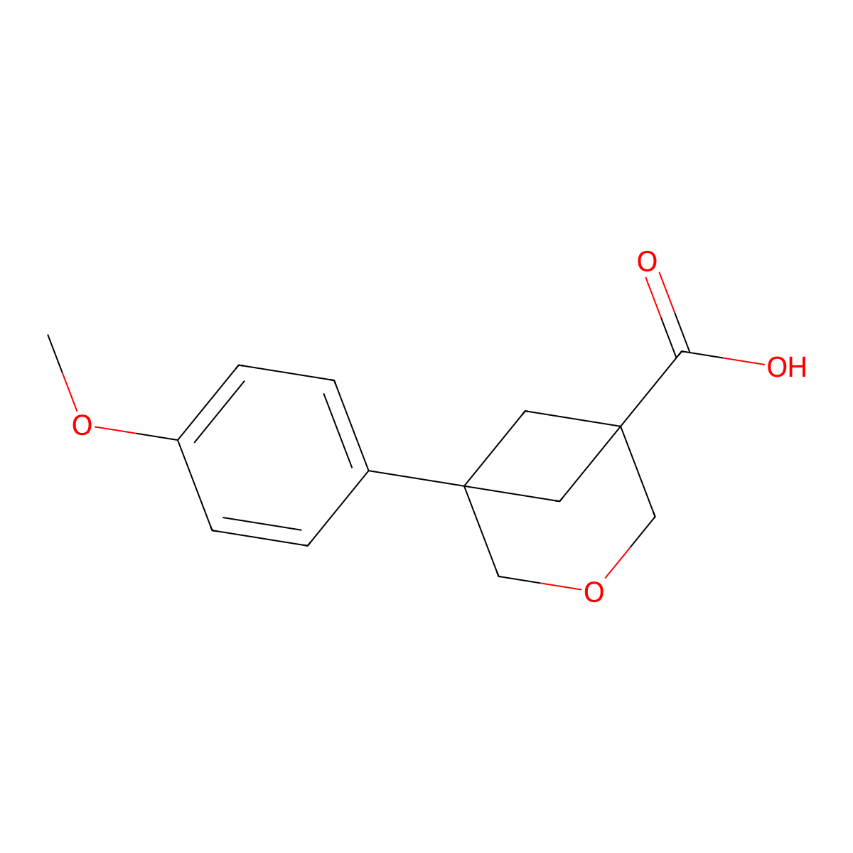 5-(4-Methoxyphenyl)-3-oxabicyclo[3.1.1]heptane-1-carboxylic acid molecular structure, CAS 3017251-13-4
