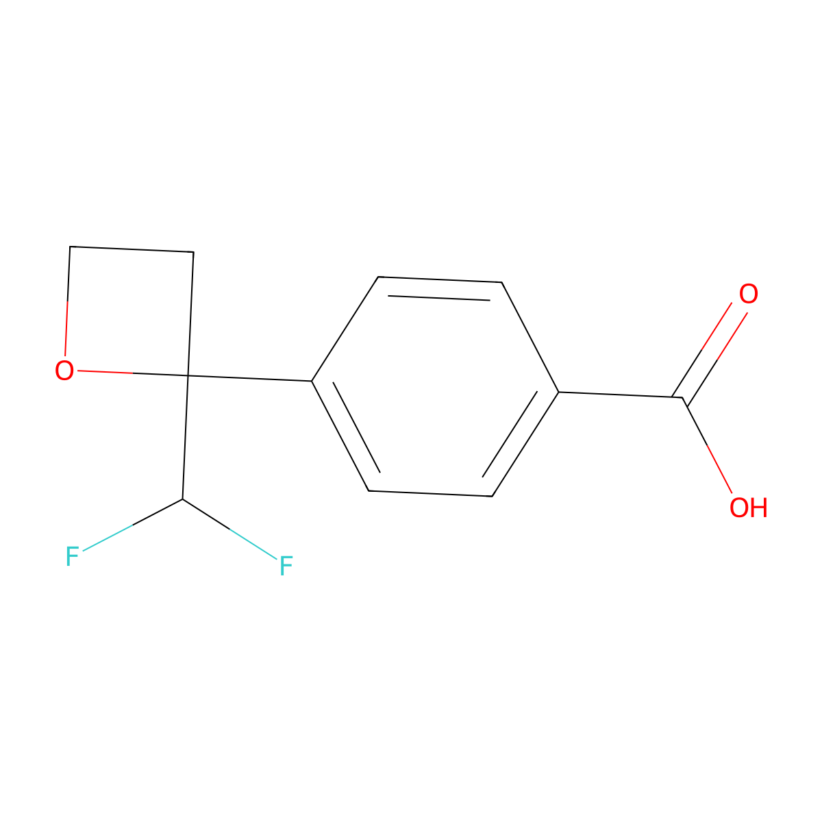 4-[2-(Difluoromethyl)oxetan-2-yl]benzoic acid molecular structure, CAS 3017251-39-4