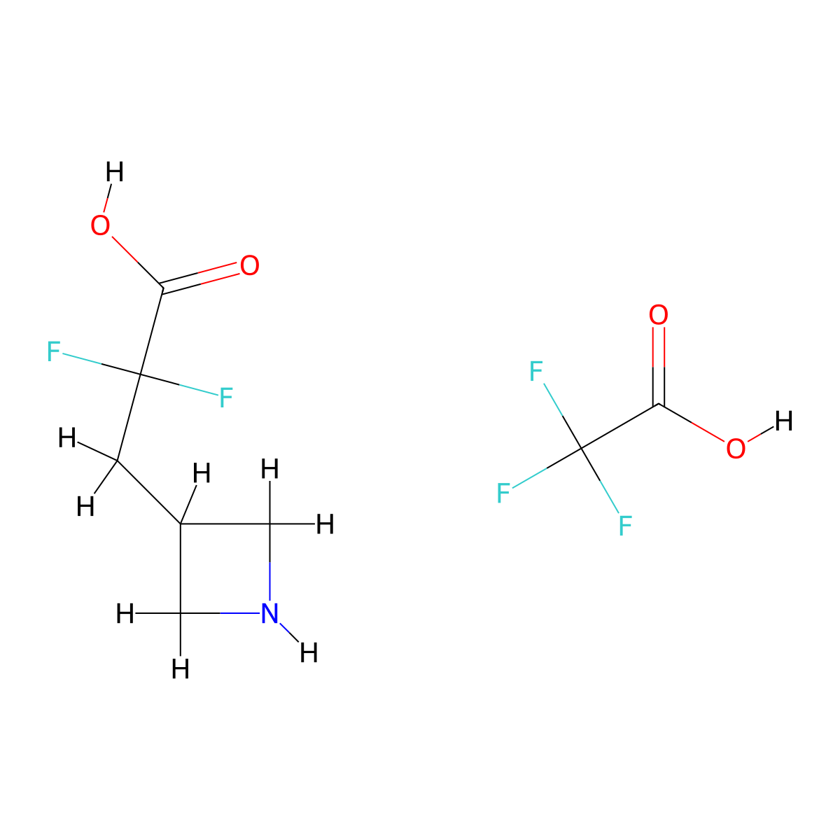 3-(Azetidin-3-yl)-2,2-difluoropropanoic acid, trifluoroacetic acid molecular structure, CAS 3017251-46-3