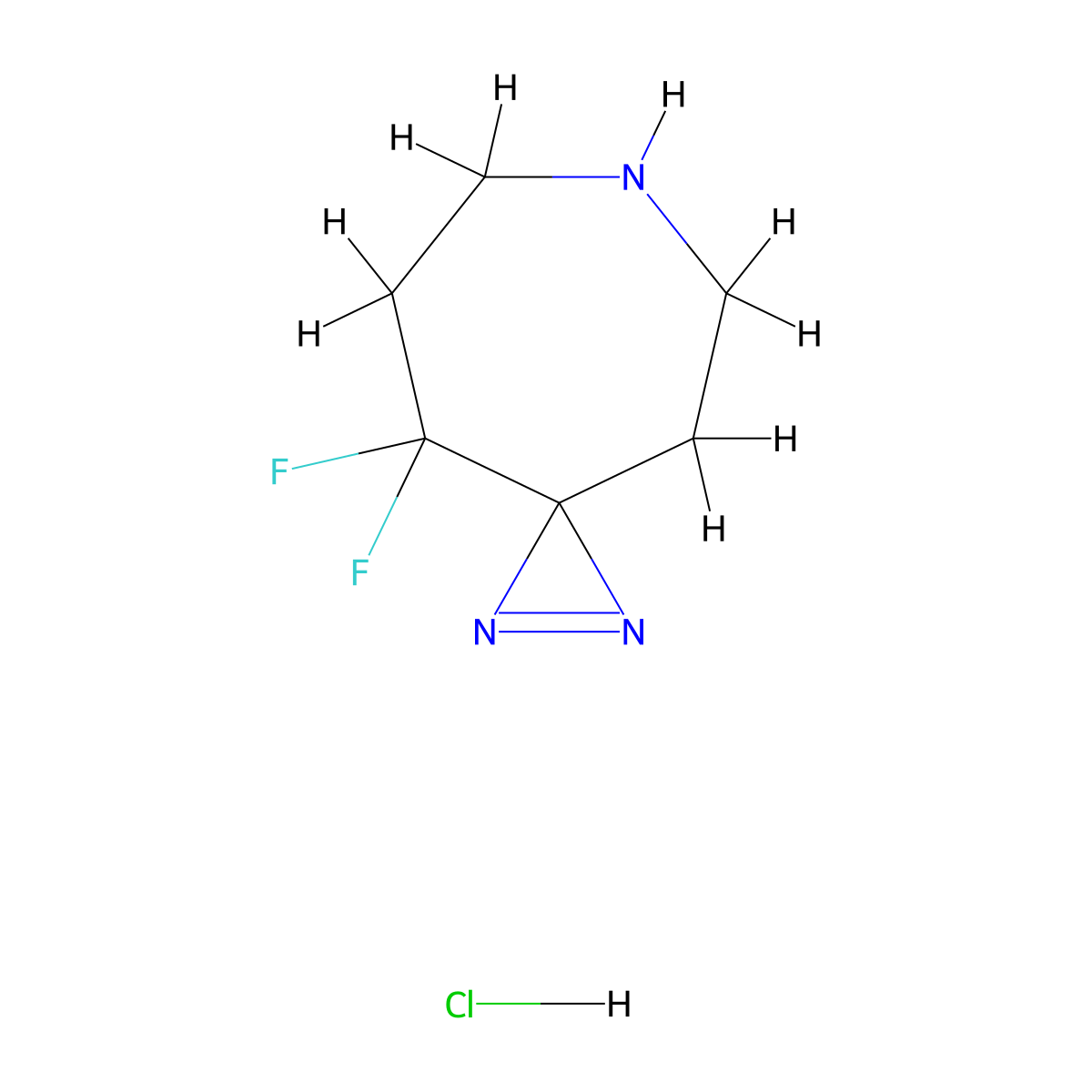 9,9-Difluoro-1,2,6-triazaspiro[2.6]non-1-ene hydrochloride molecular structure, CAS 3017251-84-9