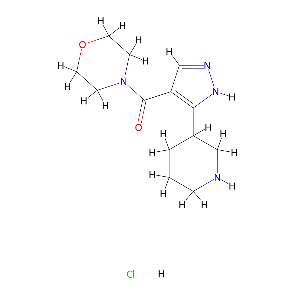 4-[3-(piperidin-3-yl)-1H-pyrazole-4-carbonyl]morpholine hydrochloride molecular structure, CAS 3017251-92-9