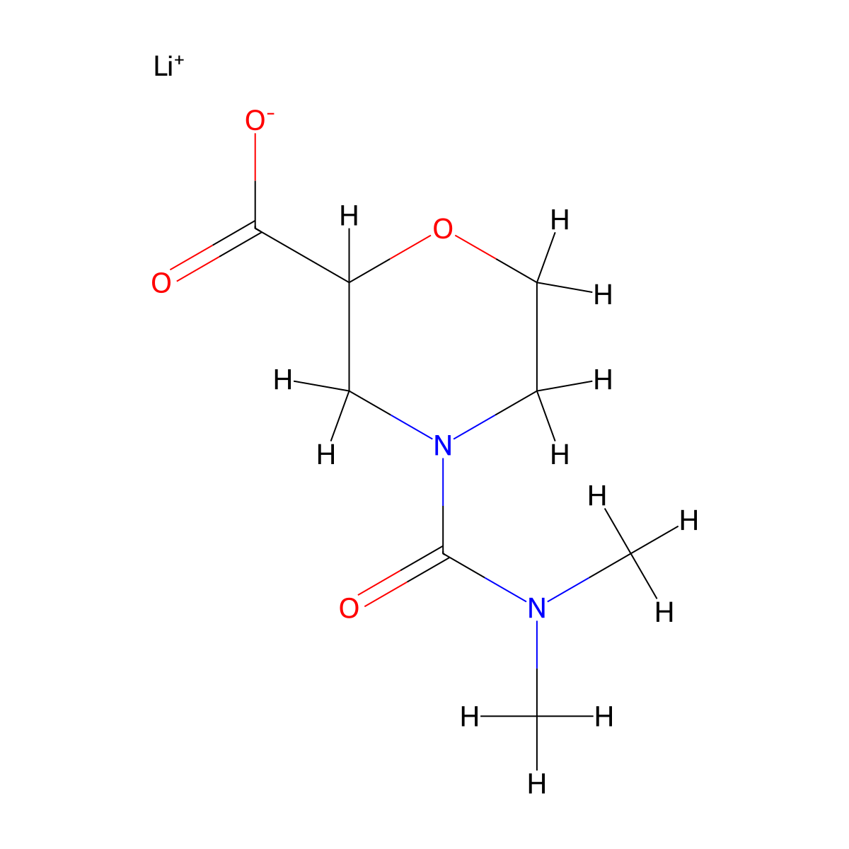 Lithium(1+) 4-(dimethylcarbamoyl)morpholine-2-carboxylate molecular structure, CAS 3017251-99-6