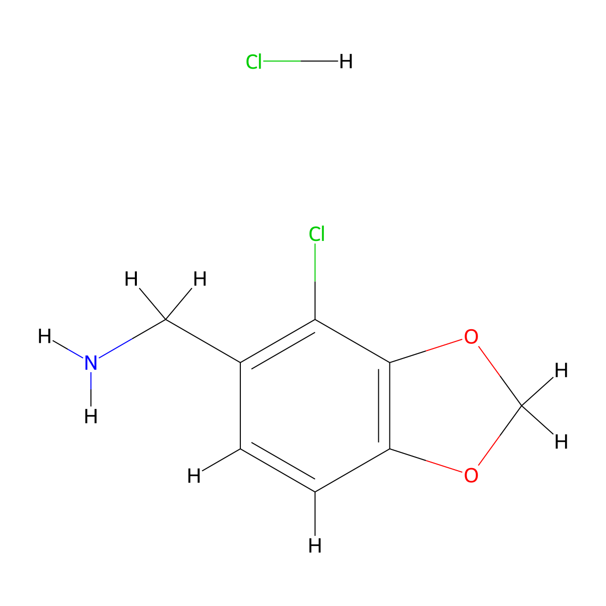 1-(4-Chloro-1,3-dioxaindan-5-yl)methanamine hydrochloride molecular structure, CAS 3017252-05-7