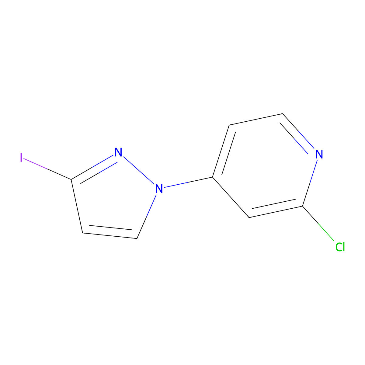 2-chloro-4-(3-iodo-1H-pyrazol-1-yl)pyridine molecular structure, CAS 3017252-07-9