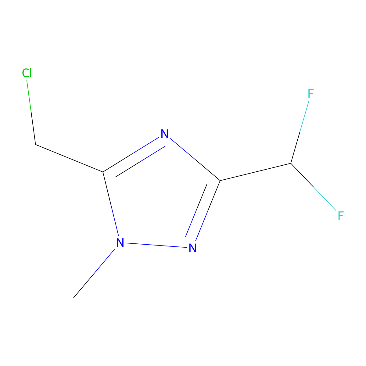 5-(chloromethyl)-3-(difluoromethyl)-1-methyl-1H-1,2,4-triazole molecular structure, CAS 3017252-15-9