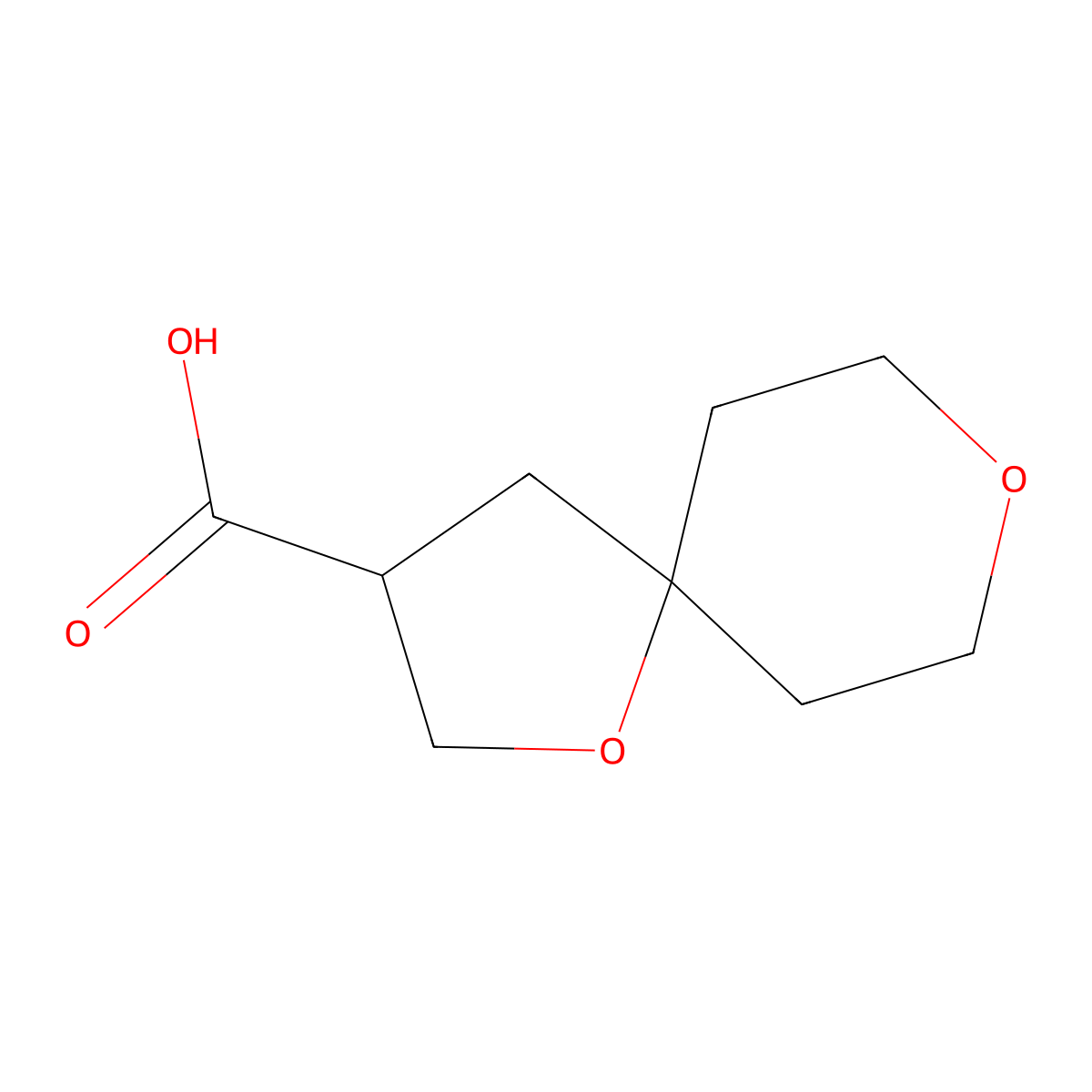 1,8-Dioxaspiro[4.5]decane-3-carboxylic acid molecular structure, CAS 3017252-22-8
