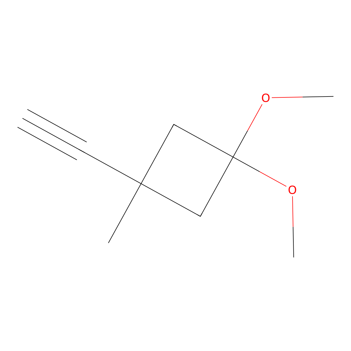 1-Ethynyl-3,3-dimethoxy-1-methylcyclobutane molecular structure, CAS 3017263-14-5