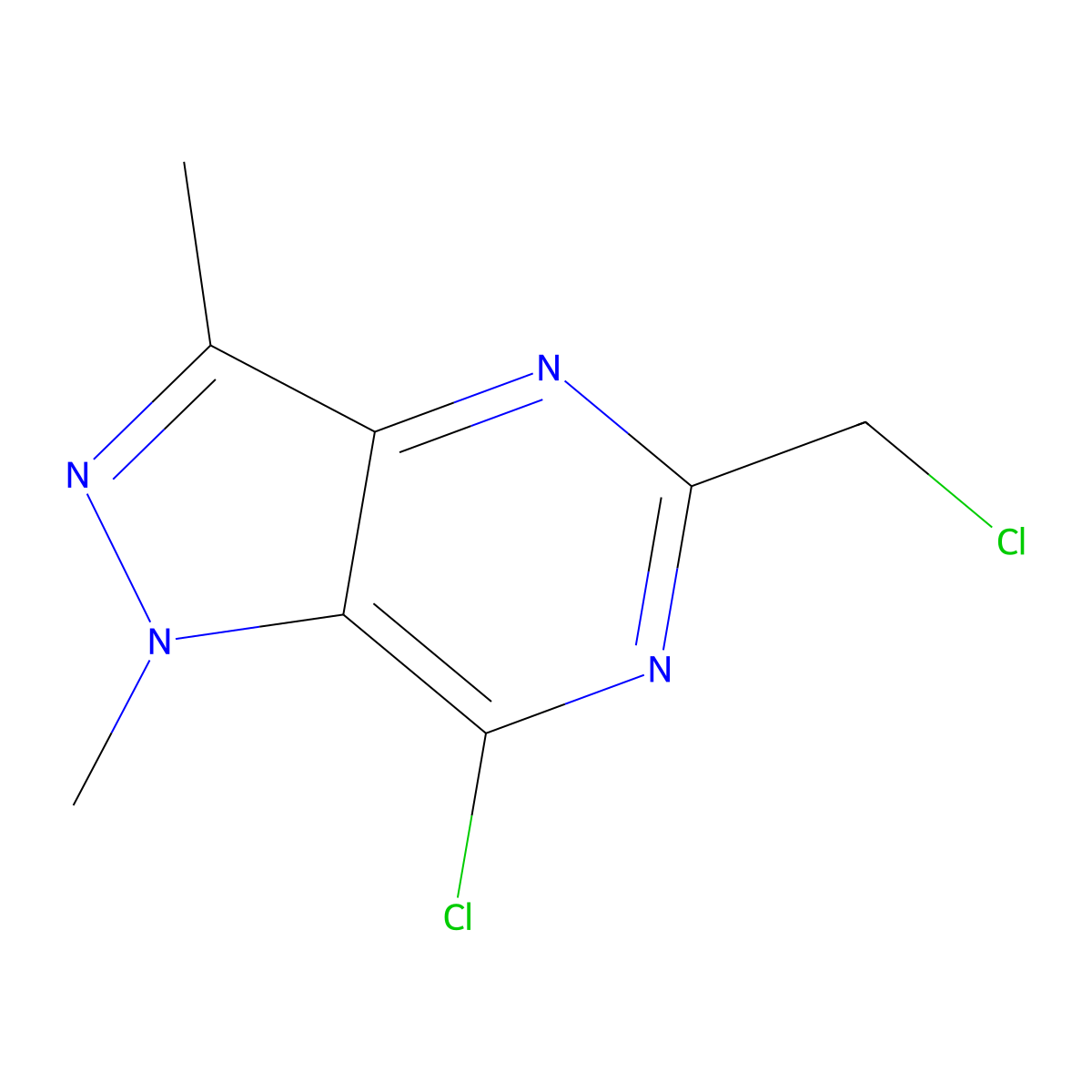 7-chloro-5-(chloromethyl)-1,3-dimethyl-1H-pyrazolo[4,3-d]pyrimidine molecular structure, CAS 3017263-19-0