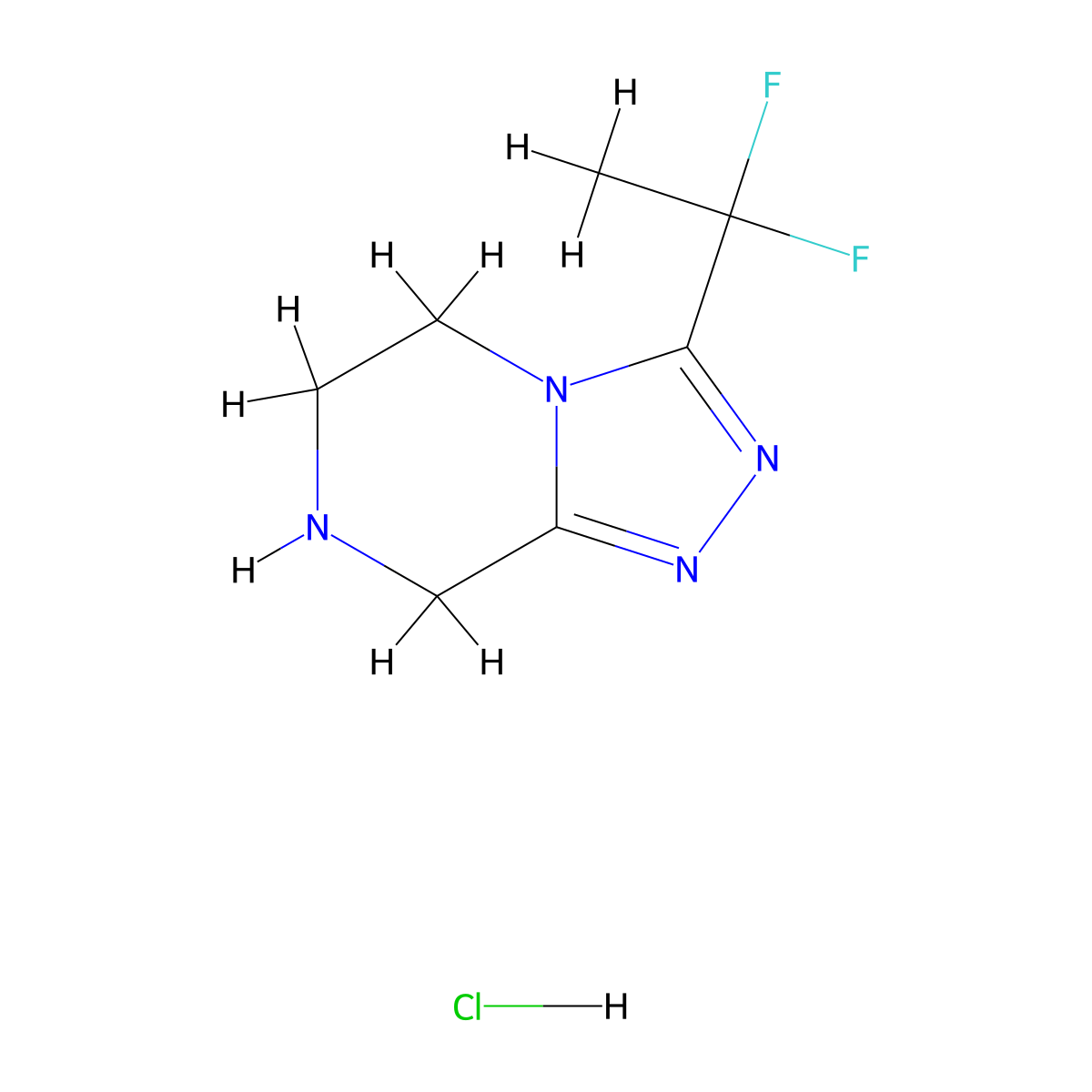 3-(1,1-difluoroethyl)-5H,6H,7H,8H-[1,2,4]triazolo[4,3-a]pyrazine hydrochloride molecular structure, CAS 3017263-23-6