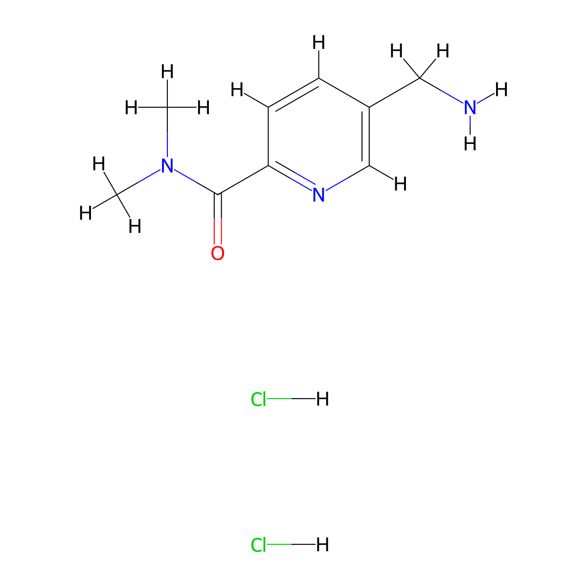 5-(aminomethyl)-N,N-dimethylpyridine-2-carboxamide dihydrochloride molecular structure, CAS 3017263-46-3