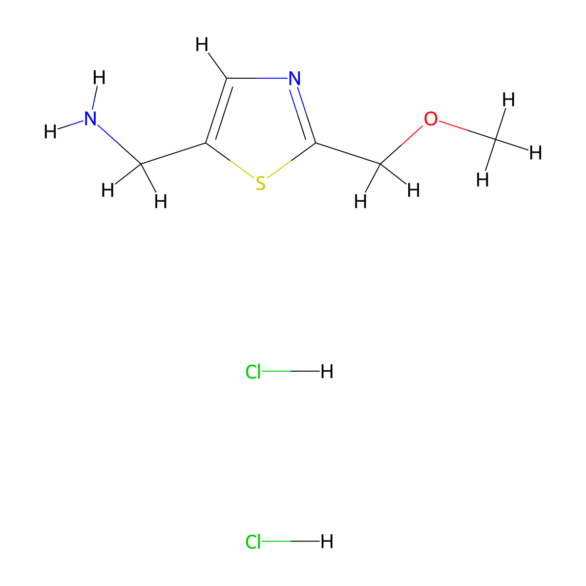 1-[2-(Methoxymethyl)-1,3-thiazol-5-yl]methanamine dihydrochloride molecular structure, CAS 3017263-53-2