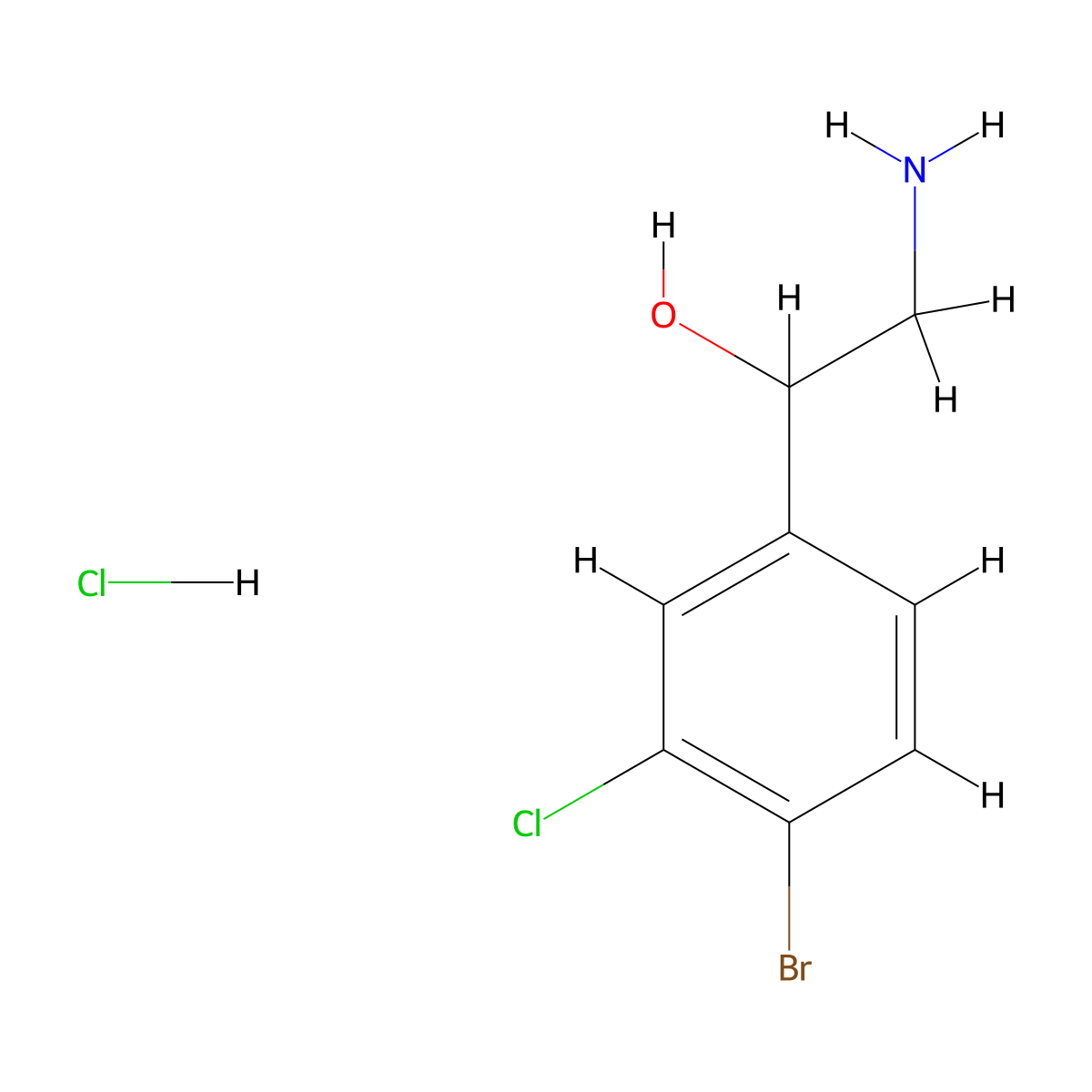 2-Amino-1-(4-bromo-3-chlorophenyl)ethan-1-ol hydrochloride molecular structure, CAS 3017263-56-5