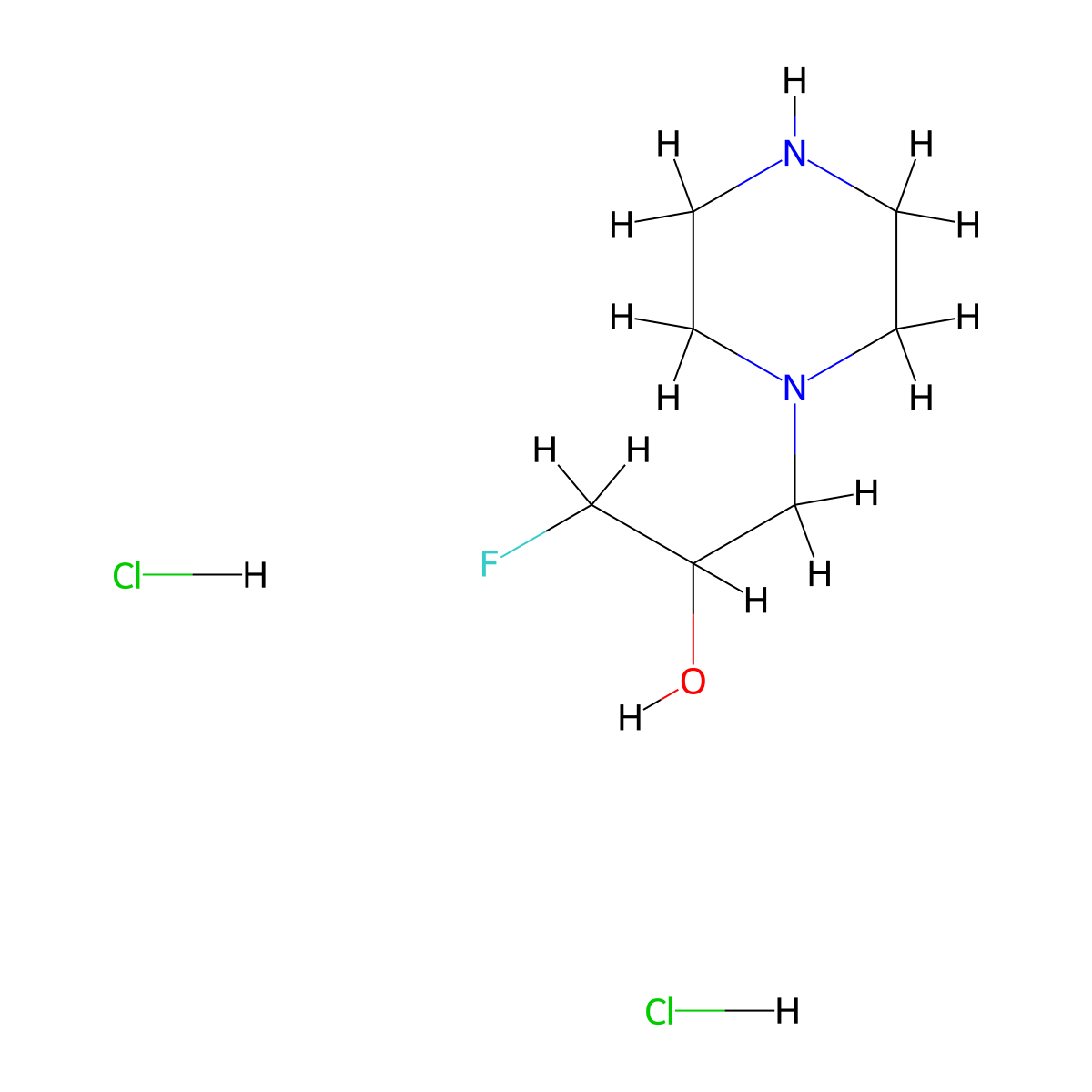 1-Fluoro-3-(piperazin-1-yl)propan-2-ol dihydrochloride molecular structure, CAS 3017263-58-7