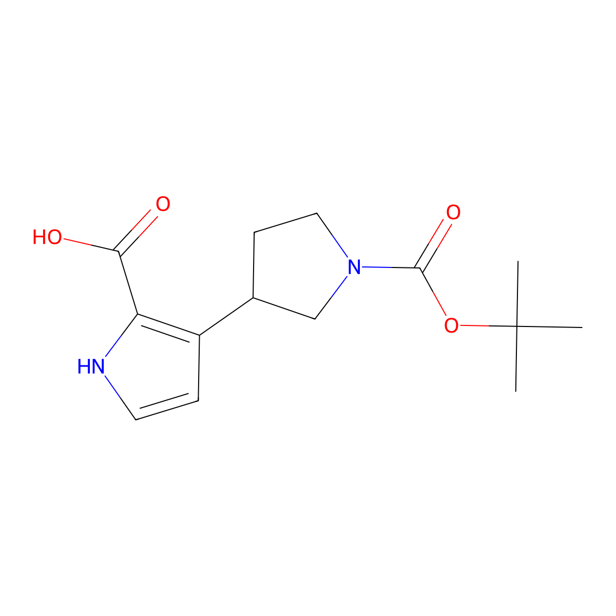 3-{1-[(tert-butoxy)carbonyl]pyrrolidin-3-yl}-1H-pyrrole-2-carboxylic acid molecular structure, CAS 3017263-60-1