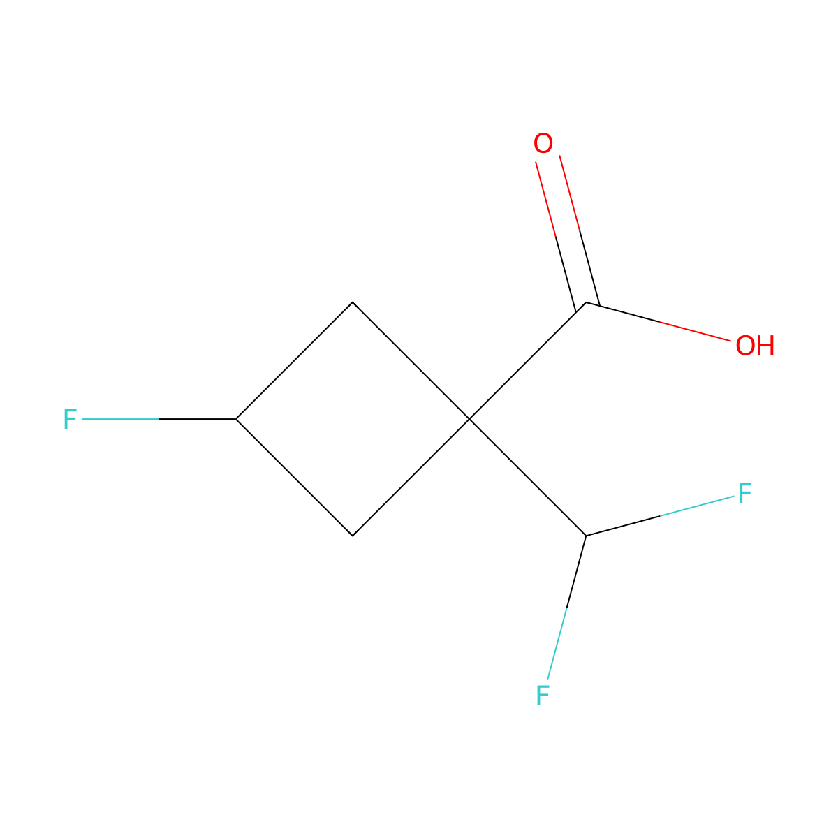 1-(Difluoromethyl)-3-fluorocyclobutane-1-carboxylic acid molecular structure, CAS 3017263-66-7