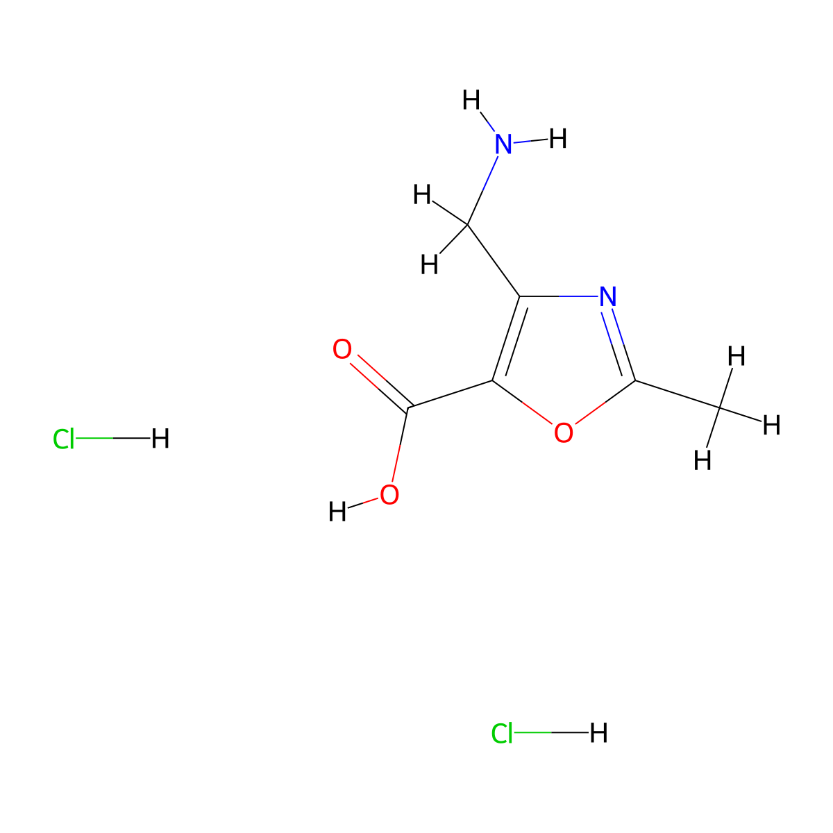 4-(Aminomethyl)-2-methyl-1,3-oxazole-5-carboxylic acid dihydrochloride molecular structure, CAS 3017263-70-3