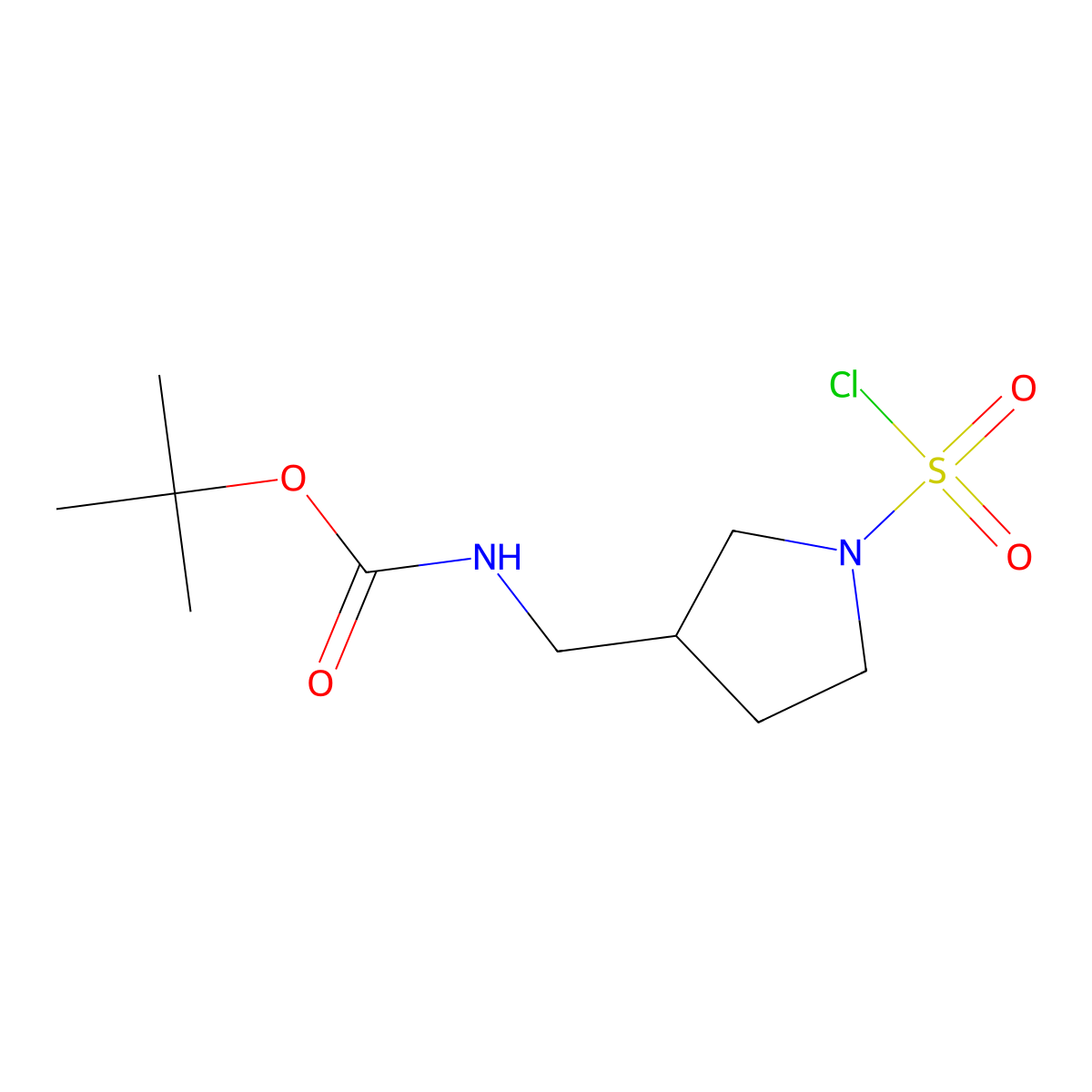 tert-butyl N-{[1-(chlorosulfonyl)pyrrolidin-3-yl]methyl}carbamate molecular structure, CAS 3017263-72-5