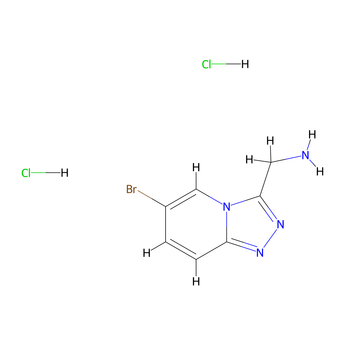1-{6-Bromo-[1,2,4]triazolo[4,3-a]pyridin-3-yl}methanamine dihydrochloride molecular structure, CAS 3017263-81-6