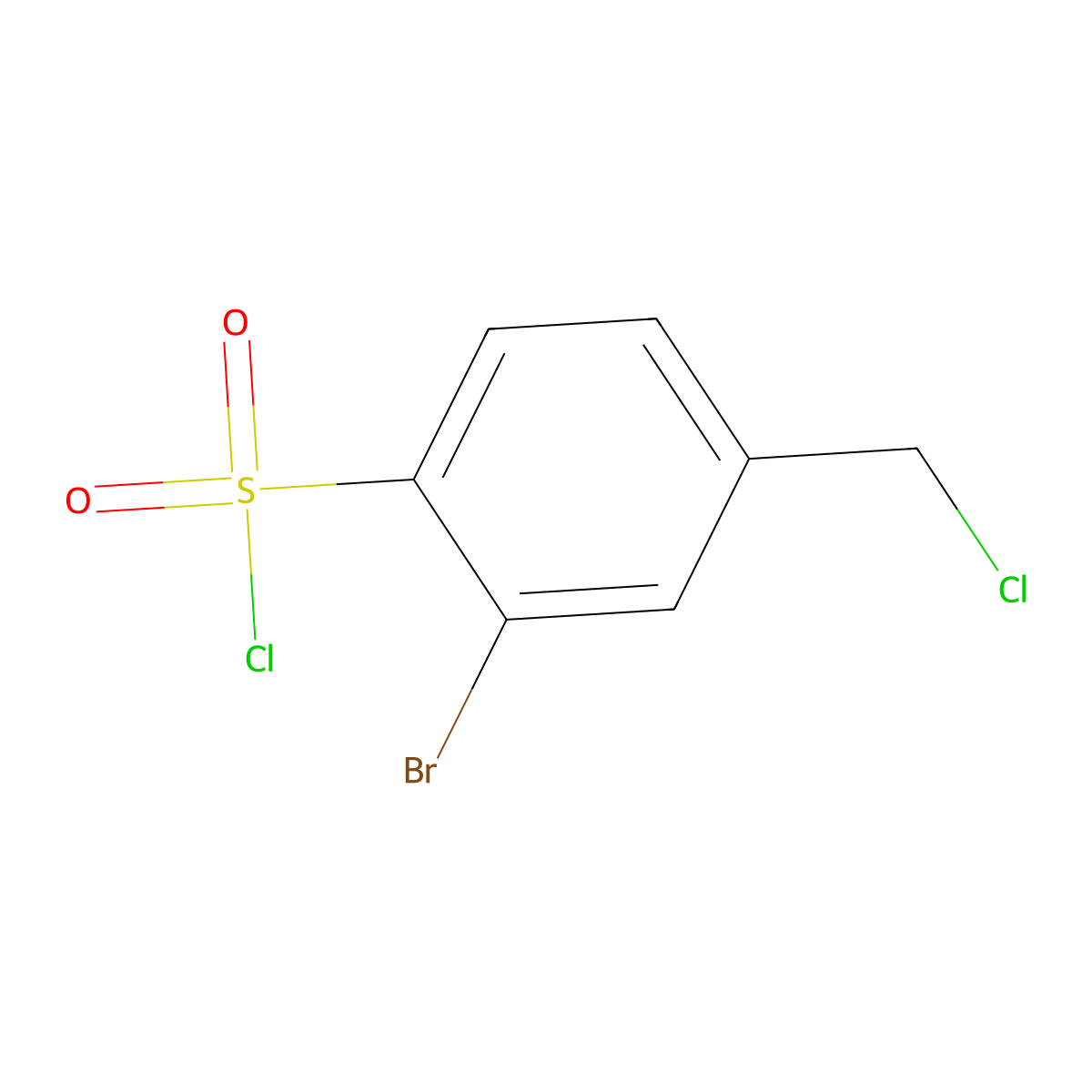 2-Bromo-4-(chloromethyl)benzene-1-sulfonyl chloride molecular structure, CAS 3017263-86-1