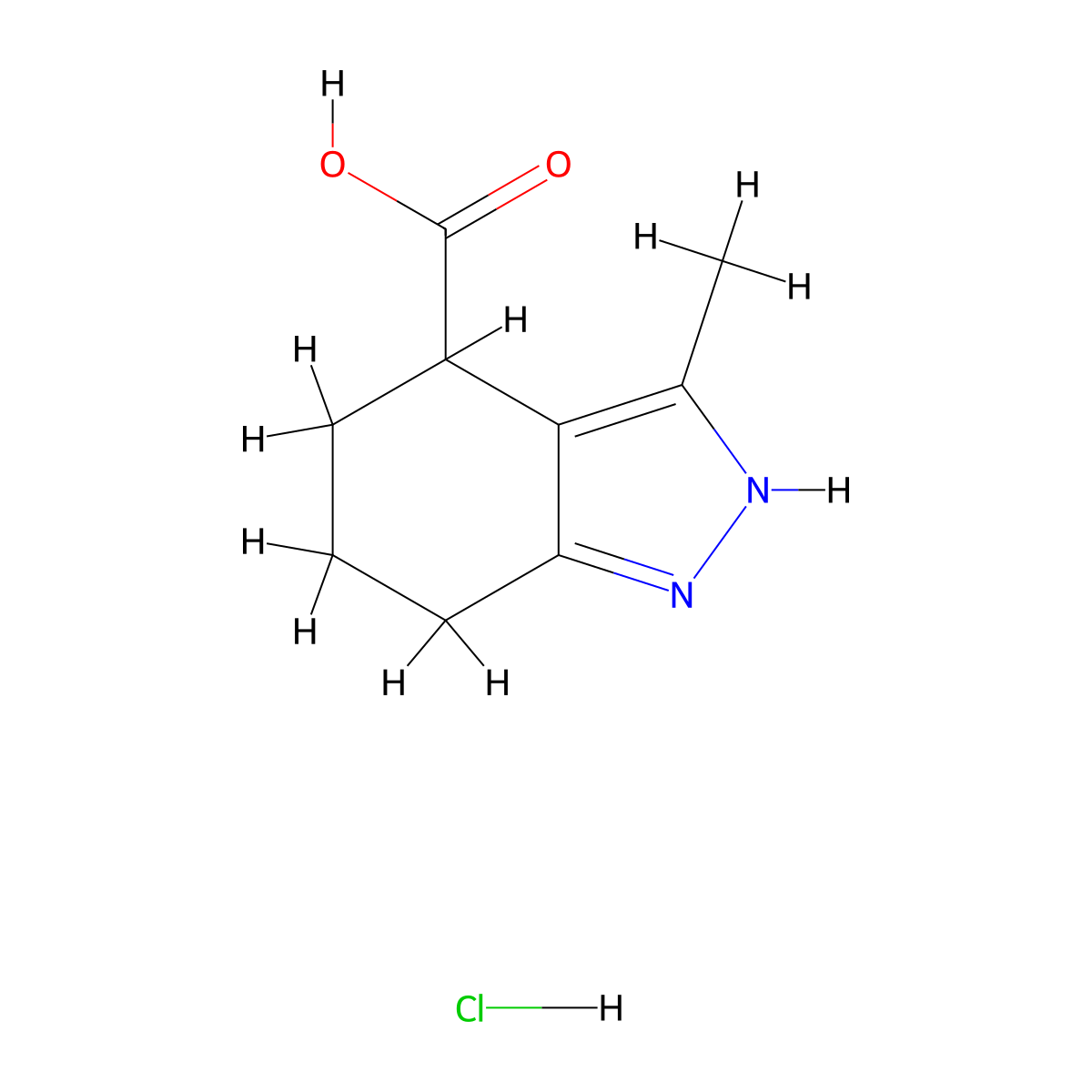 3-methyl-4,5,6,7-tetrahydro-1H-indazole-4-carboxylic acid hydrochloride molecular structure, CAS 3017263-87-2