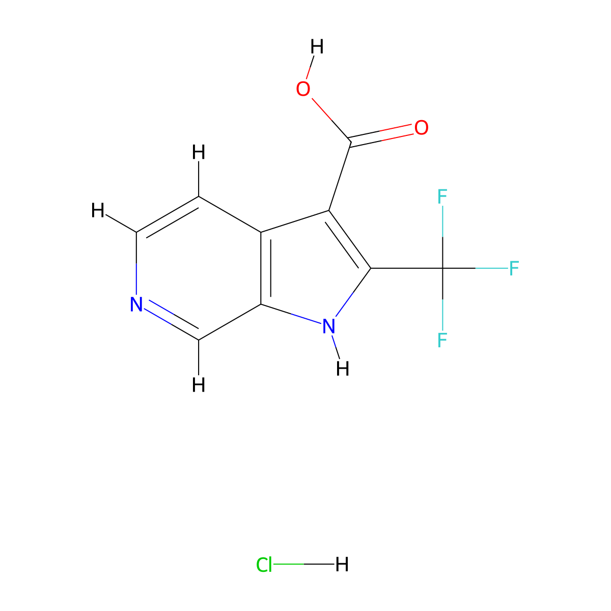 2-(trifluoromethyl)-1H-pyrrolo[2,3-c]pyridine-3-carboxylic acid hydrochloride molecular structure, CAS 3017263-94-1
