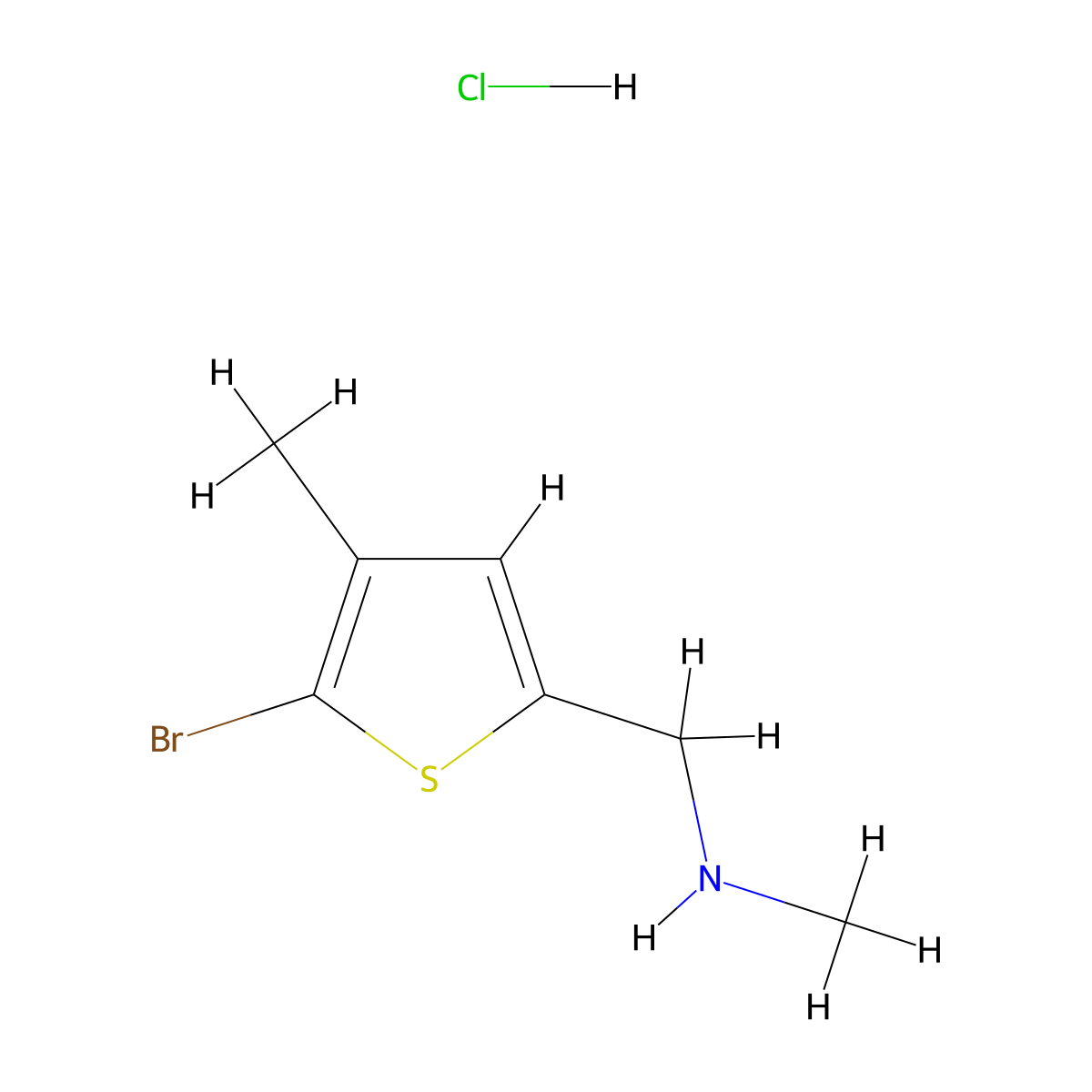 1-(5-bromo-4-methylthiophen-2-yl)-N-methylmethanamine;hydrochloride molecular structure, CAS 3017263-98-5