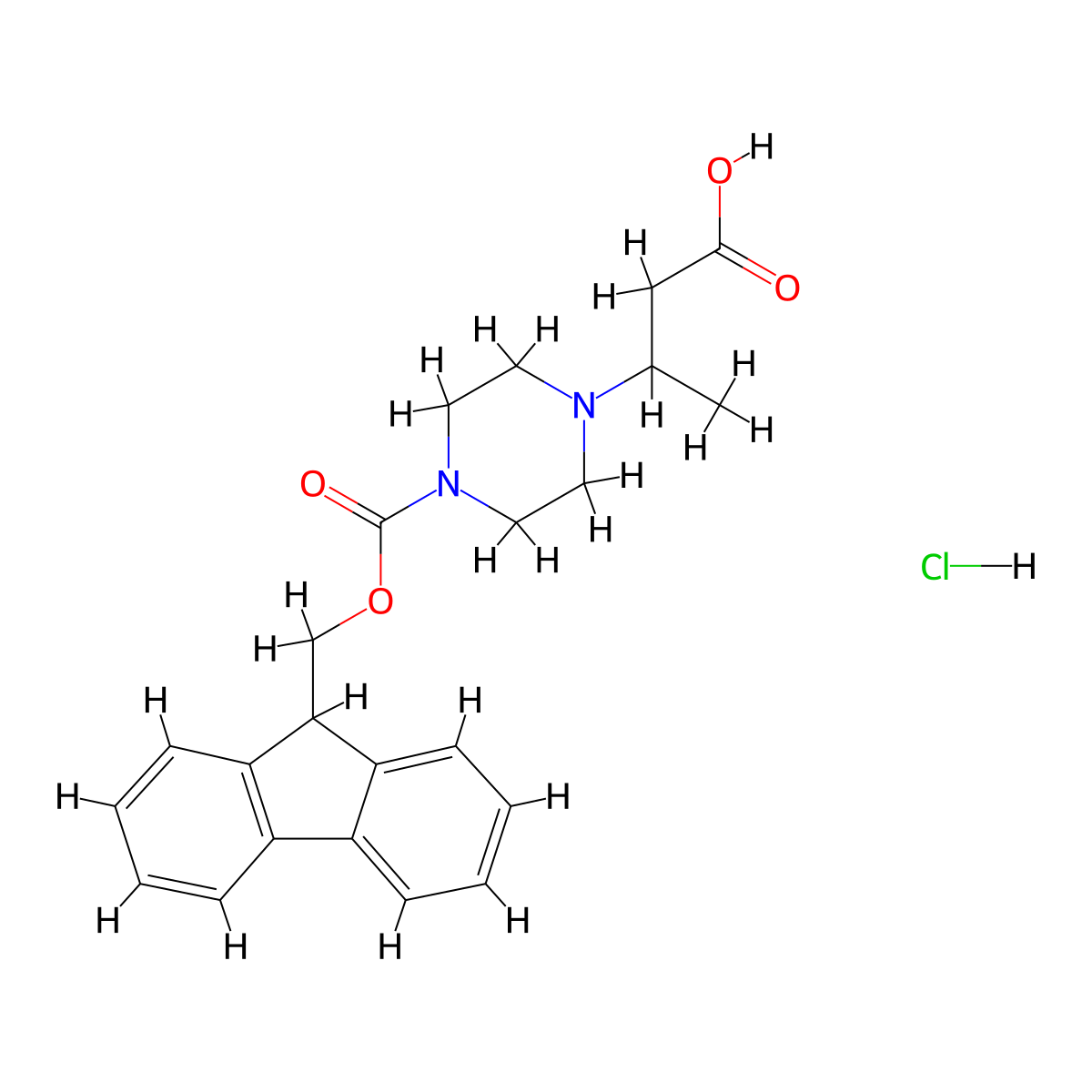 3-(4-{[(9H-fluoren-9-yl)methoxy]carbonyl}piperazin-1-yl)butanoic acid hydrochloride molecular structure, CAS 3017264-11-5