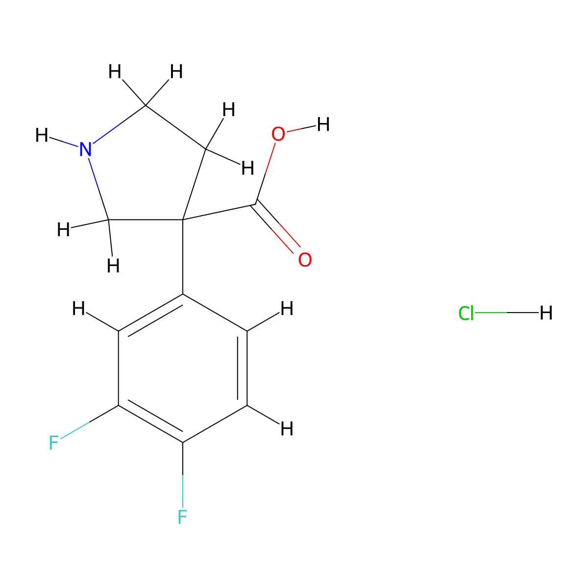 3-(3,4-Difluorophenyl)pyrrolidine-3-carboxylic acid hydrochloride molecular structure, CAS 3017264-70-6