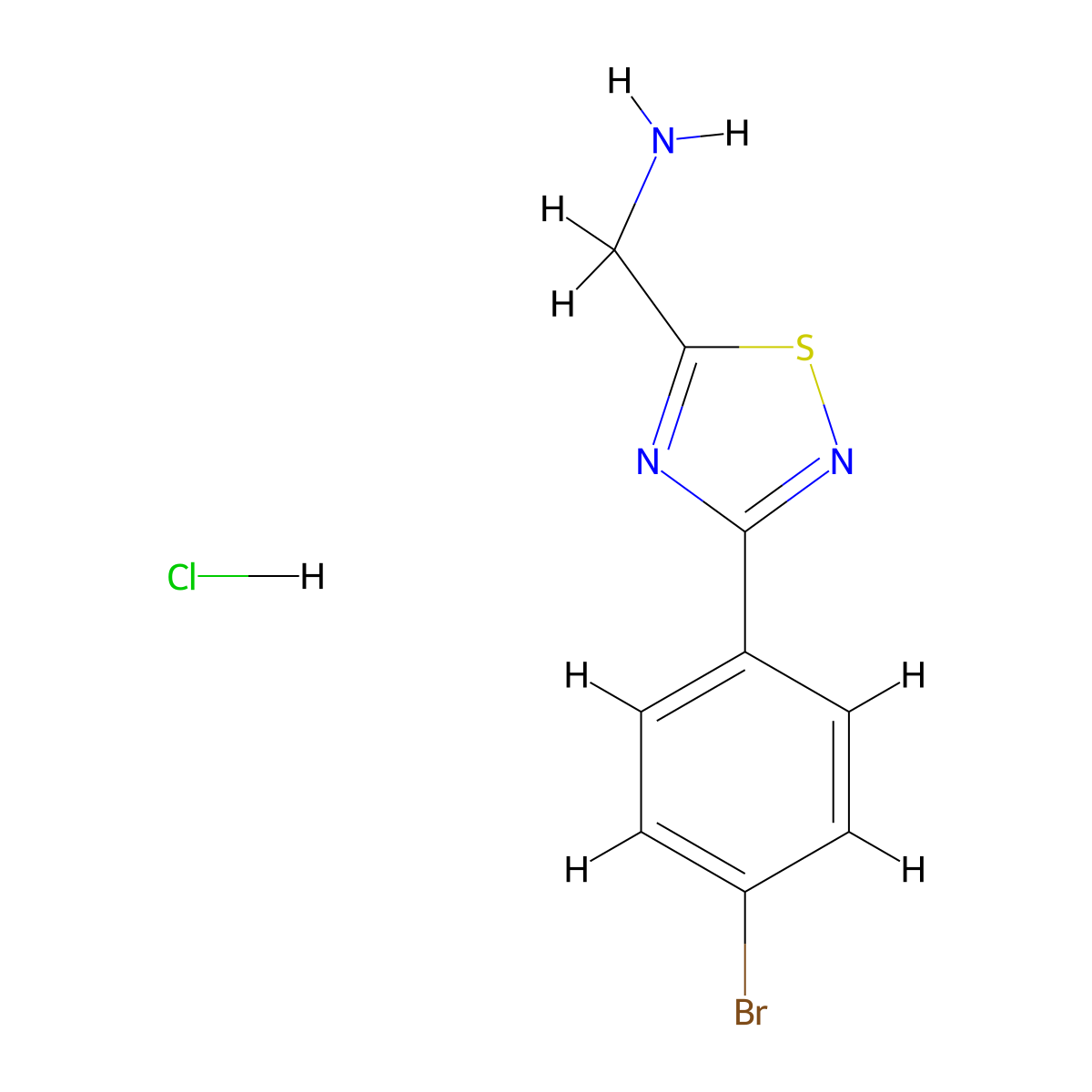 1-[3-(4-Bromophenyl)-1,2,4-thiadiazol-5-yl]methanamine hydrochloride molecular structure, CAS 3017264-92-2