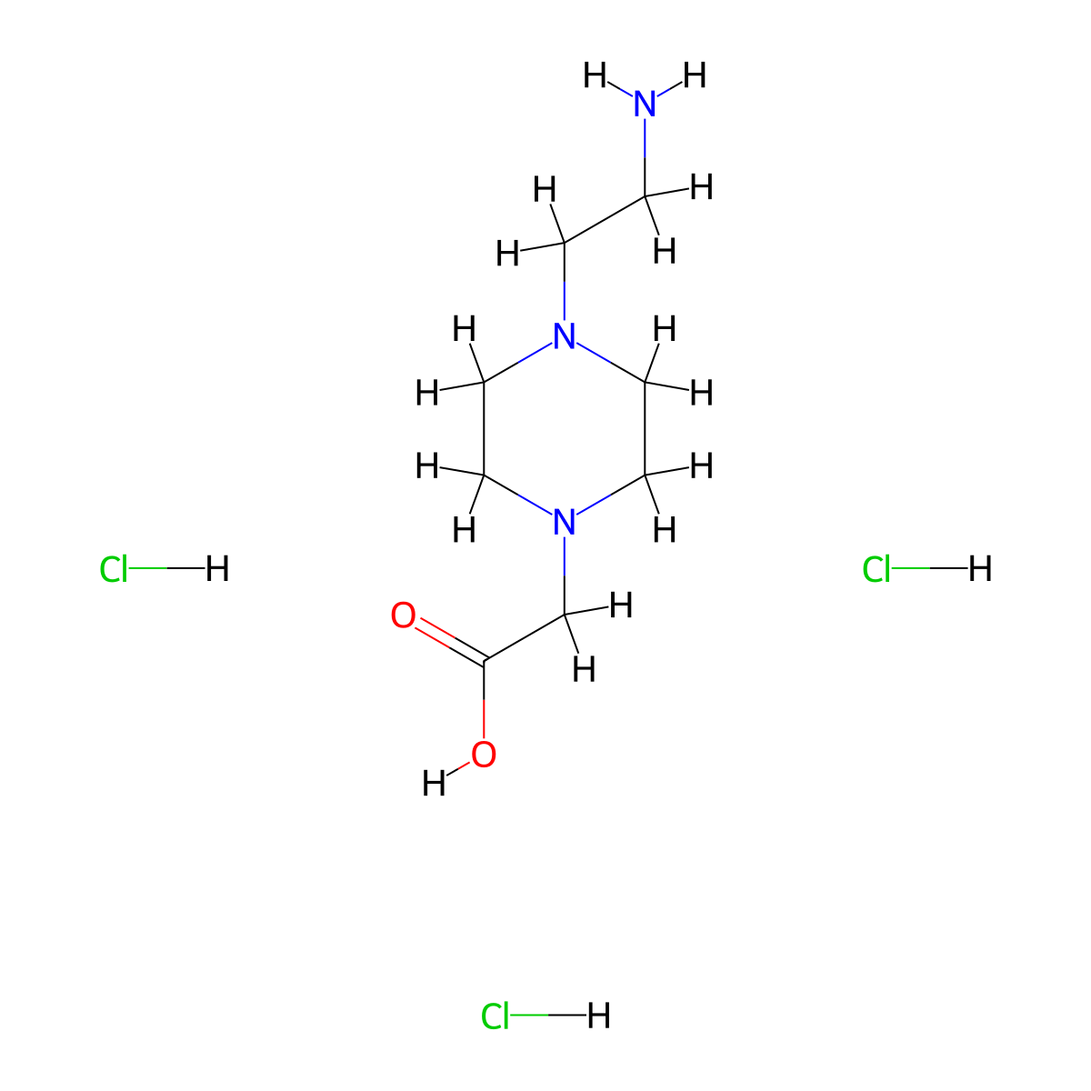 2-[4-(2-Aminoethyl)piperazin-1-yl]acetic acid trihydrochloride molecular structure, CAS 3017265-01-6