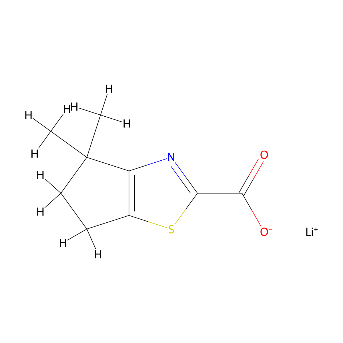 lithium(1+) 4,4-dimethyl-4H,5H,6H-cyclopenta[d][1,3]thiazole-2-carboxylate molecular structure, CAS 3017265-23-2