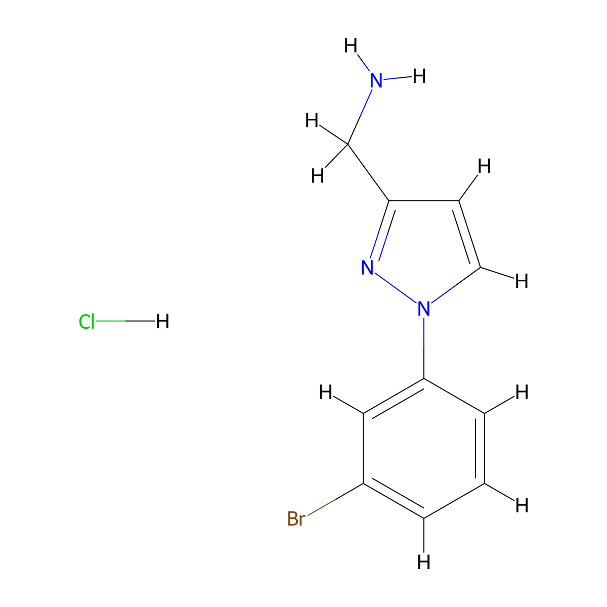 1-[1-(3-bromophenyl)-1H-pyrazol-3-yl]methanamine hydrochloride molecular structure, CAS 3017265-56-1