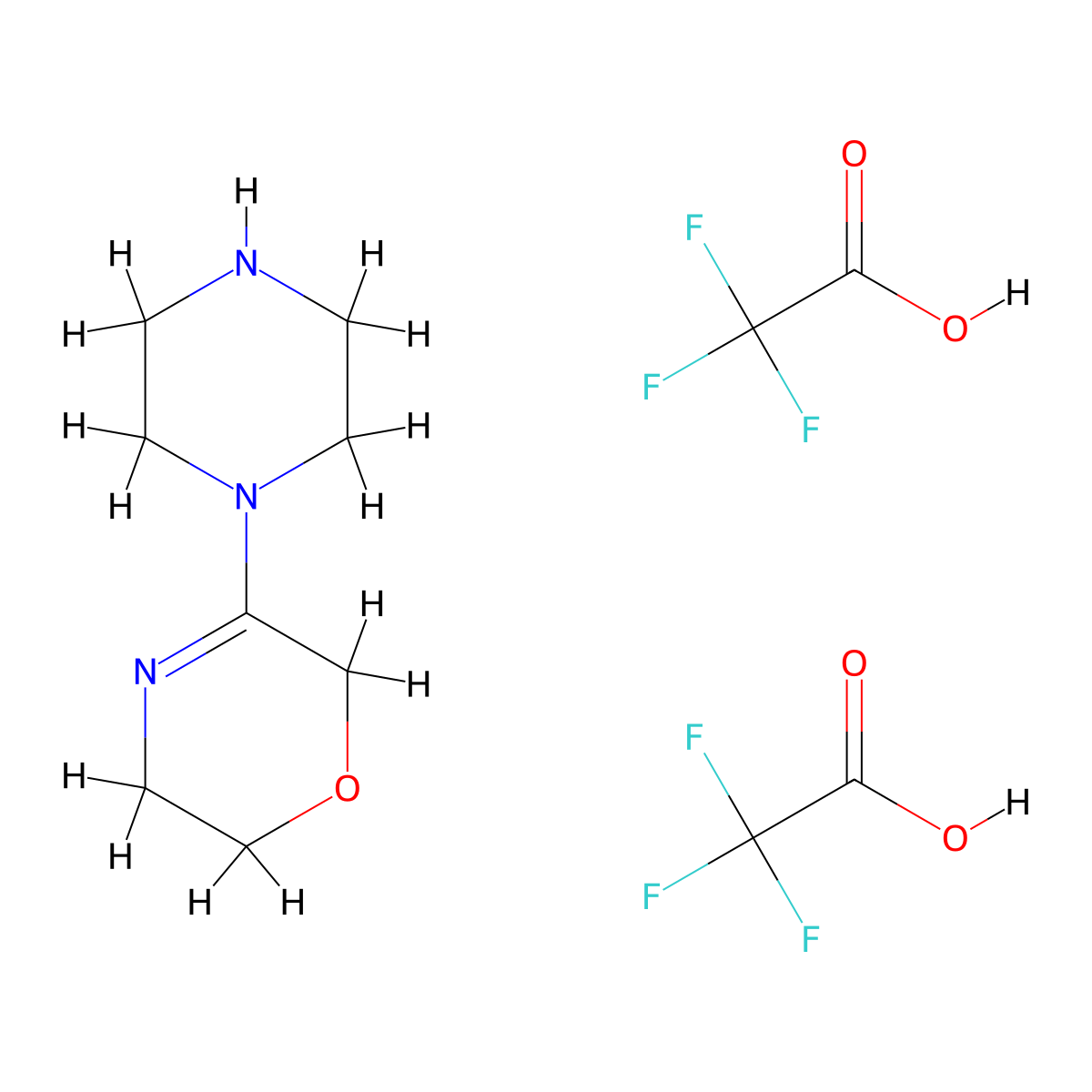 5-(piperazin-1-yl)-3,6-dihydro-2H-oxazine, bis(trifluoroacetic acid) molecular structure, CAS 3017265-61-8