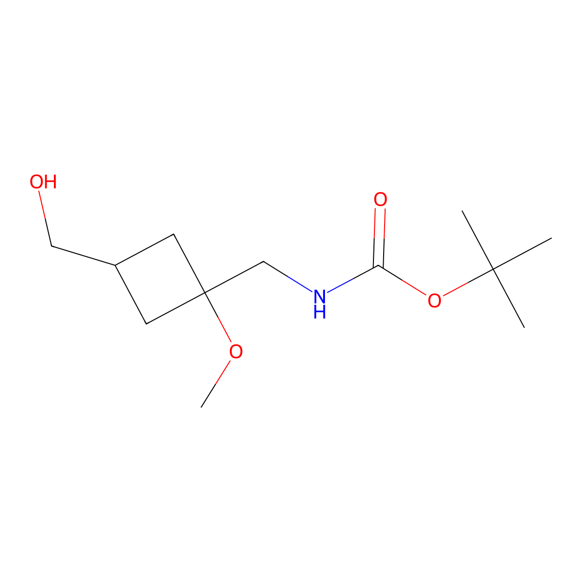 tert-butyl N-{[3-(hydroxymethyl)-1-methoxycyclobutyl]methyl}carbamate molecular structure, CAS 3017265-66-3